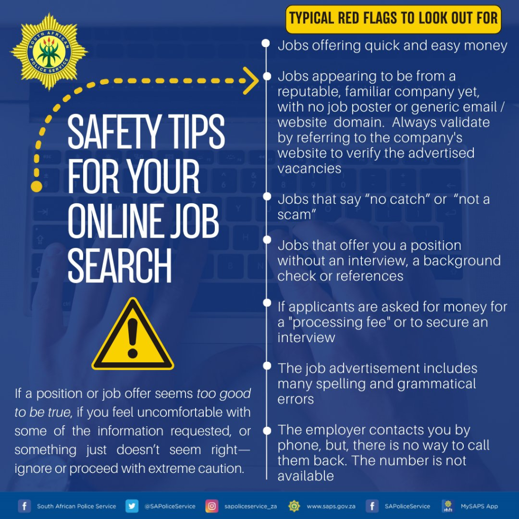 SAPS Job Scam Warning infographic